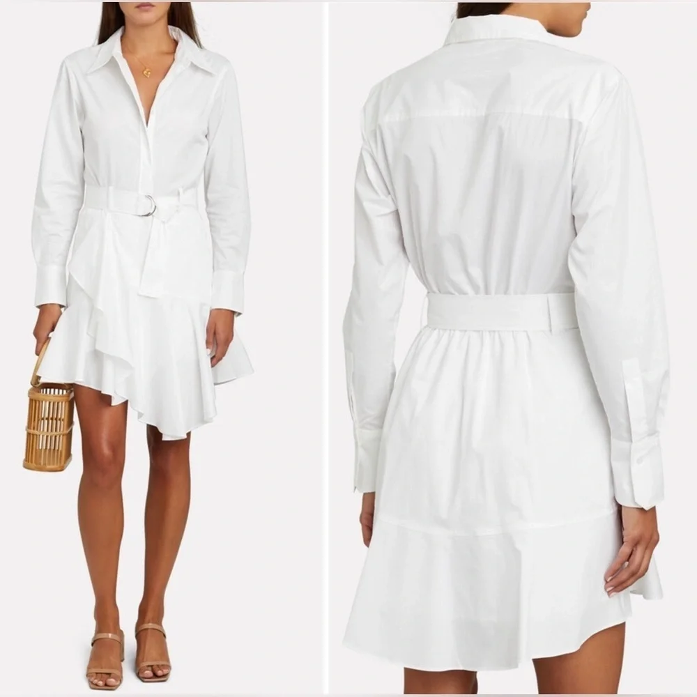 New! A.L.C. Jacey Cotton Poplin Belted Asymmetric Shirt Dress 🤍 size 10 - Picture 1 of 12
